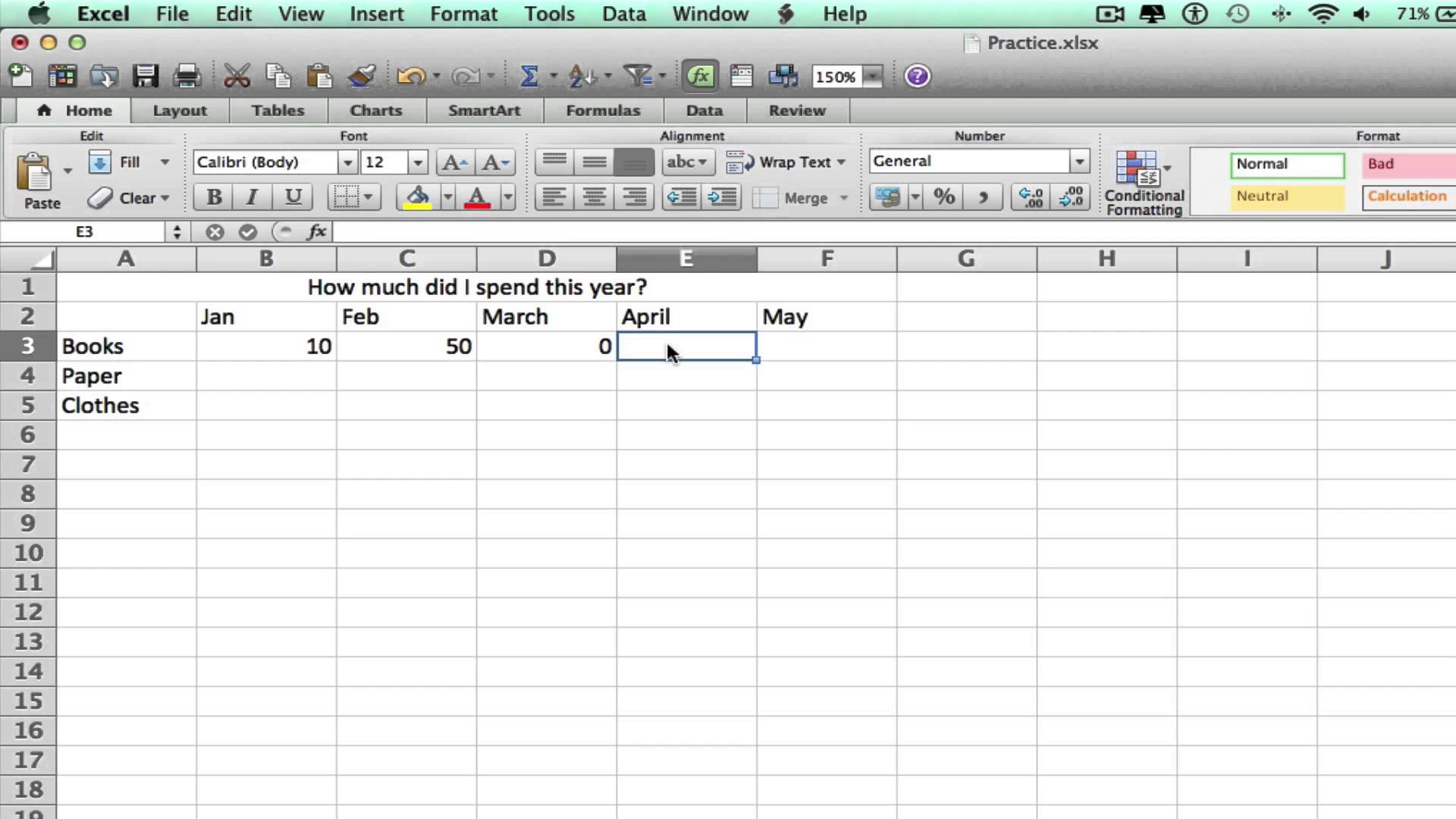make a table in excel for mac